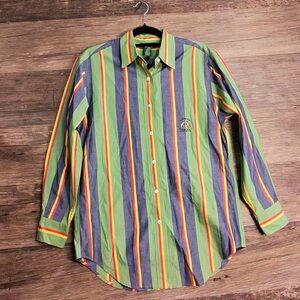 Lauren Ralph Lauren Green Multi-Stripe Button-Down Shirt